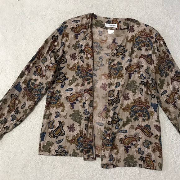 Pendleton Vintage Paisley Top Long Sleeve Brown Multicolor Pit to Pit 20” - Picture 10 of 15